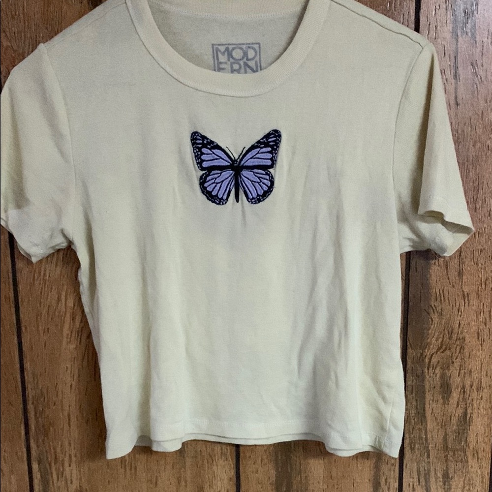 Yellow Butterfly Tee Sz M